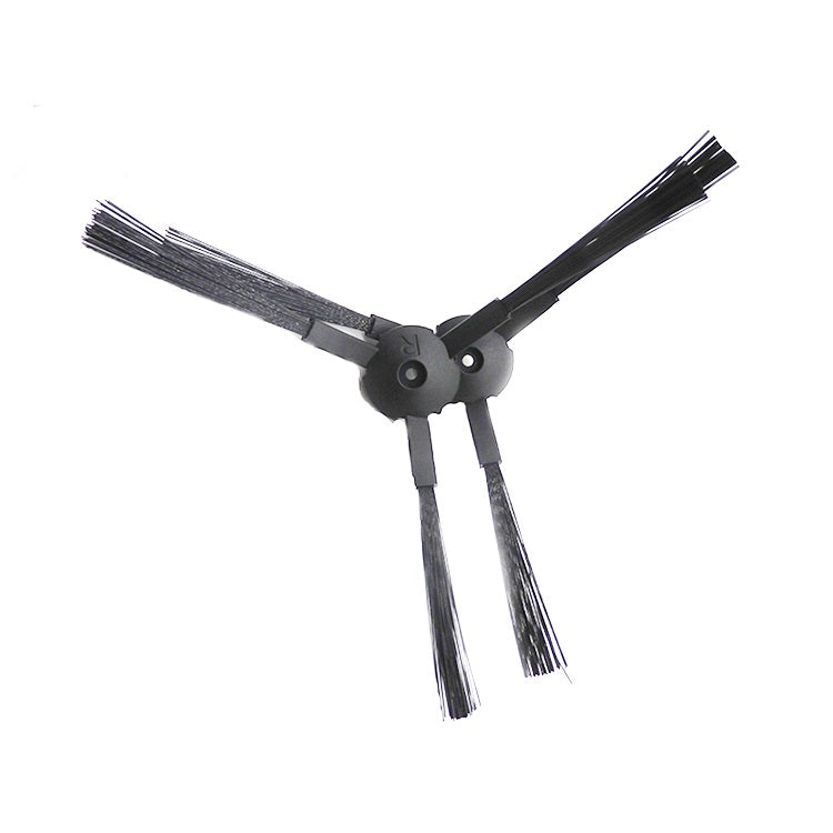 Robot vacuum side brush assembly with four black bristle vanes