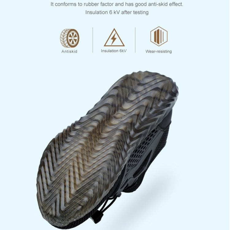 Black work safety shoe outsole with deep tread pattern for grip