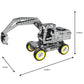 Dimensioned excavator building block model, 23.6cm long with 12.8cm height