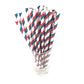 Red, blue, and white striped kraft paper straws bundle