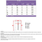 Denim trench coat size chart with shoulder, bust, length, sleeve, chest, and weight